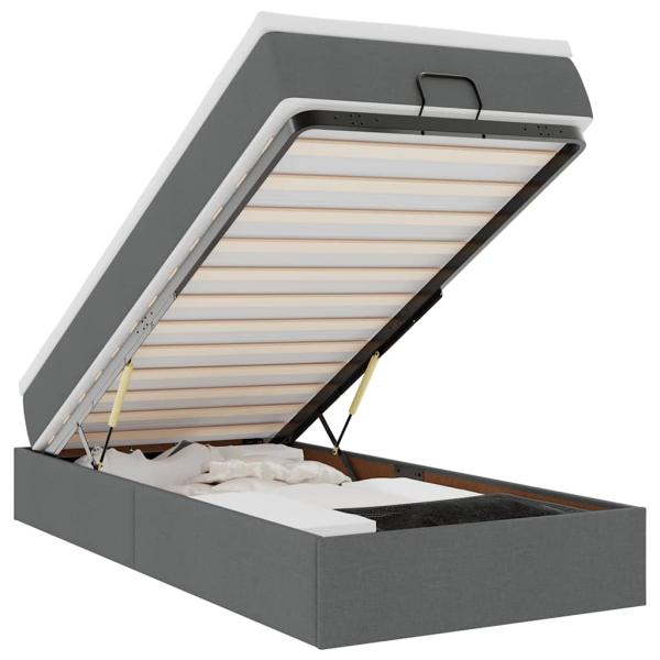 Ottoman-Bett mit Matratze Dunkelgrau 100x200 cm Stoff
