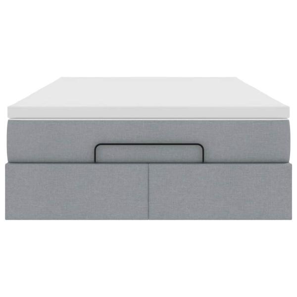 Ottoman-Bett mit Matratze Hellgrau 120x190 cm Stoff