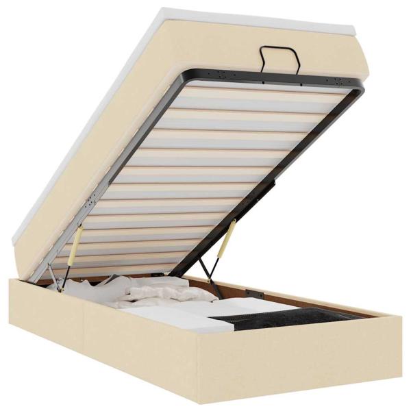 Ottoman-Bett mit Matratze Creme 100x200 cm Stoff