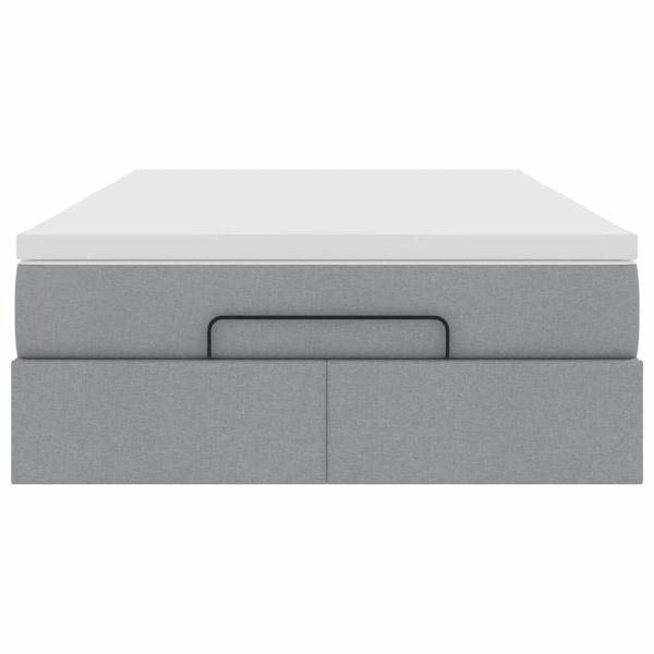 Ottoman-Bett mit Matratze Hellgrau 120x200 cm Stoff