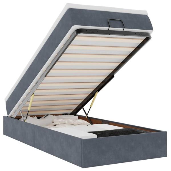 Ottoman-Bett mit Matratze Dunkelgrau 90x200 cm Samt
