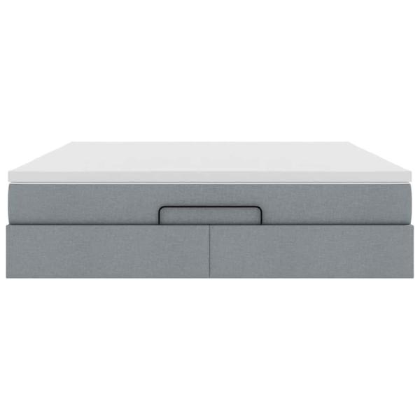 Ottoman-Bett mit Matratze Hellgrau 160x200 cm Stoff