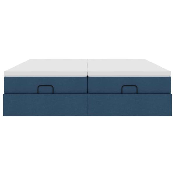Ottoman-Bett mit Matratzen Blau 180x200 cm Stoff