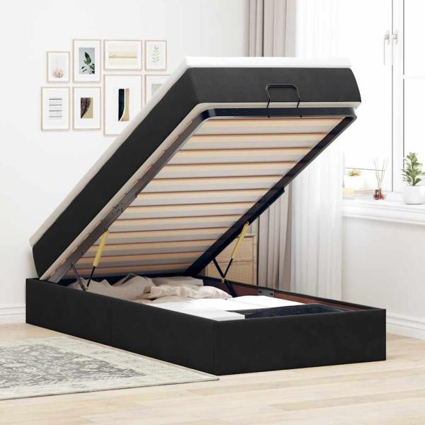ARDEBO.de - Ottoman-Bett mit Matratze Schwarz 90x190 cm Samt