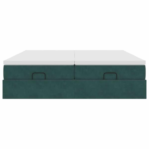 Ottoman-Bett mit Matratzen Dunkelgrün 160x200 cm Samt