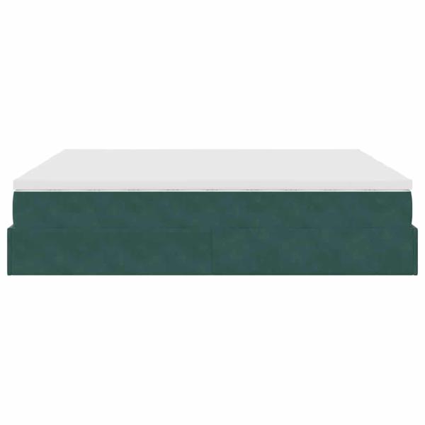 Ottoman-Bett mit Matratzen Dunkelgrün 160x200 cm Samt