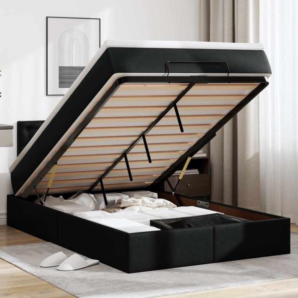 ARDEBO.de - Ottoman-Bett mit Matratze Schwarz 120x200 cm Kunstleder