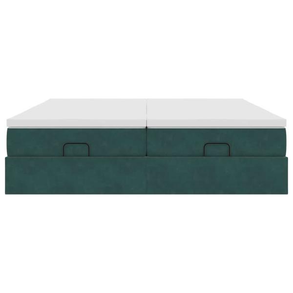 Ottoman-Bett mit Matratzen Dunkelgrün 180x200 cm Samt