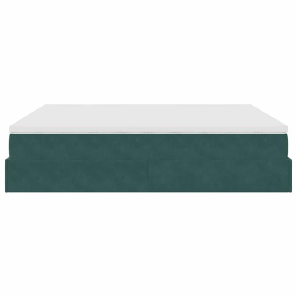 Ottoman-Bett mit Matratzen Dunkelgrün 180x200 cm Samt