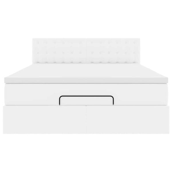 Ottoman-Bett mit Matratze Weiß 140x200 cm Kunstleder