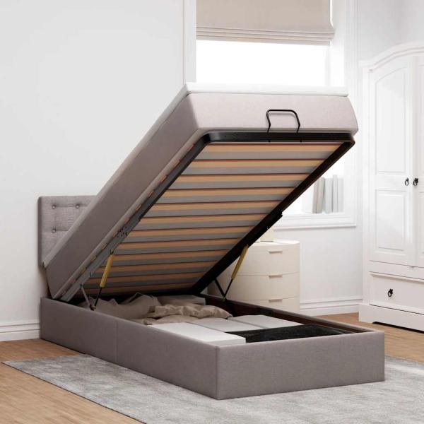 ARDEBO.de - Ottoman-Bett mit Matratze Taupe 90x200 cm Stoff