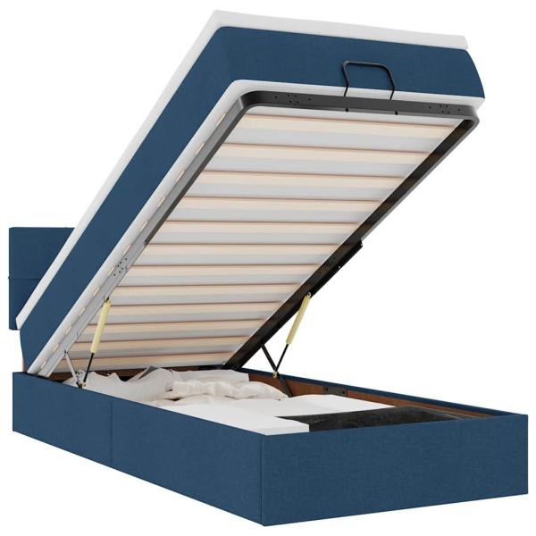 ARDEBO.de - Ottoman-Bett mit Matratze Blau 100x200 cm Stoff