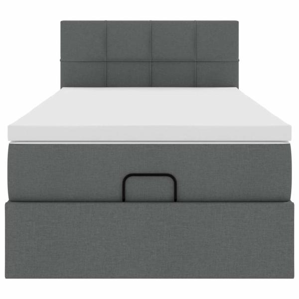 Ottoman-Bett mit Matratze Dunkelgrau 90x200 cm Stoff
