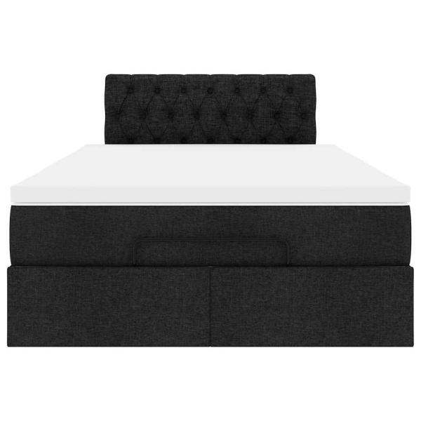 Ottoman-Bett mit Matratze Schwarz 120x200 cm Stoff