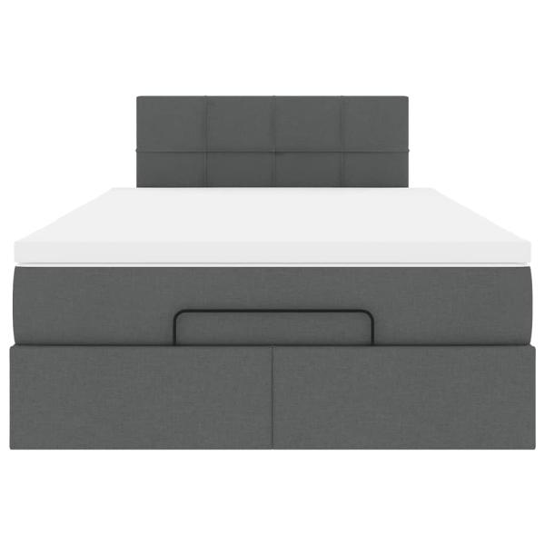 Ottoman-Bett mit Matratze Dunkelgrau 120x200 cm Stoff