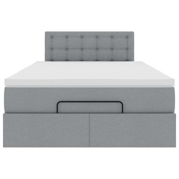 Ottoman-Bett mit Matratze Hellgrau 120x200 cm Stoff