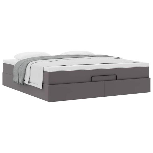 Ottoman-Bett mit Matratze Grau 180x200 cm Kunstleder
