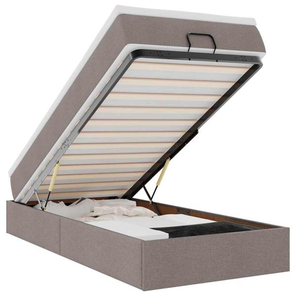 Ottoman-Bett mit Matratze Taupe 100x200 cm Stoff