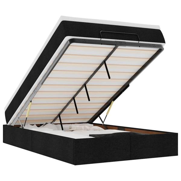 Ottoman-Bett mit Matratze Schwarz 120x190 cm Stoff