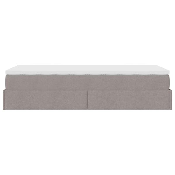 Ottoman-Bett mit Matratze Taupe 90x190 cm Stoff