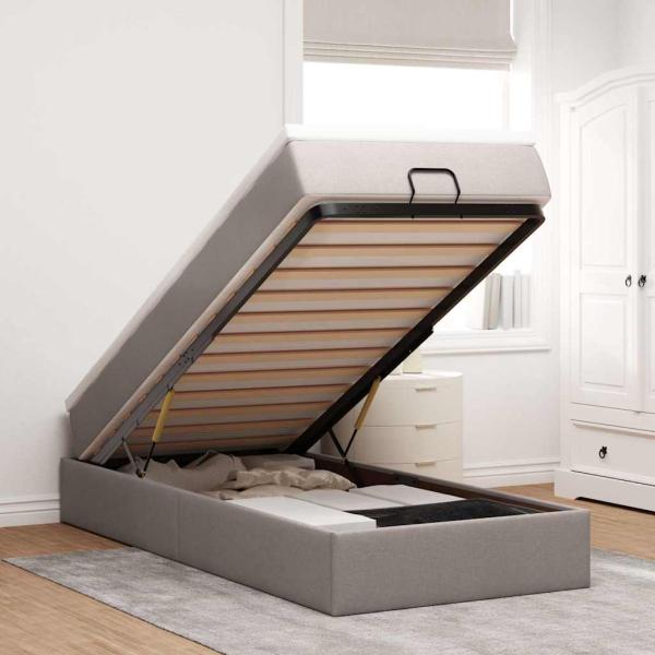 ARDEBO.de - Ottoman-Bett mit Matratze Taupe 90x200 cm Stoff