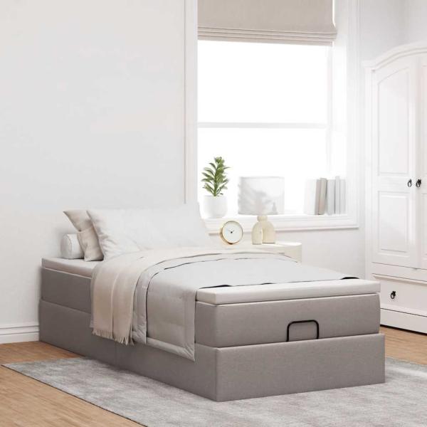 Ottoman-Bett mit Matratze Taupe 90x200 cm Stoff