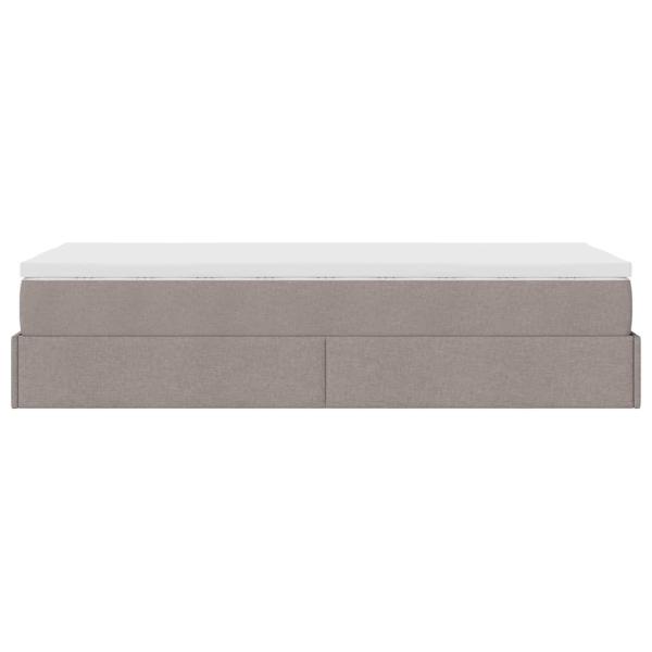Ottoman-Bett mit Matratze Taupe 90x200 cm Stoff
