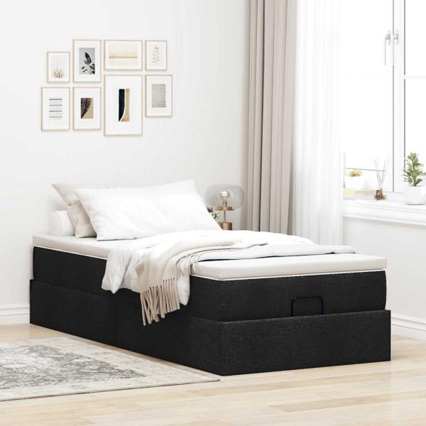 ARDEBO.de - Ottoman-Bett mit Matratze Schwarz 90x200 cm Stoff
