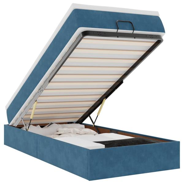Ottoman-Bett mit Matratze Dunkelblau 80x200 cm Samt