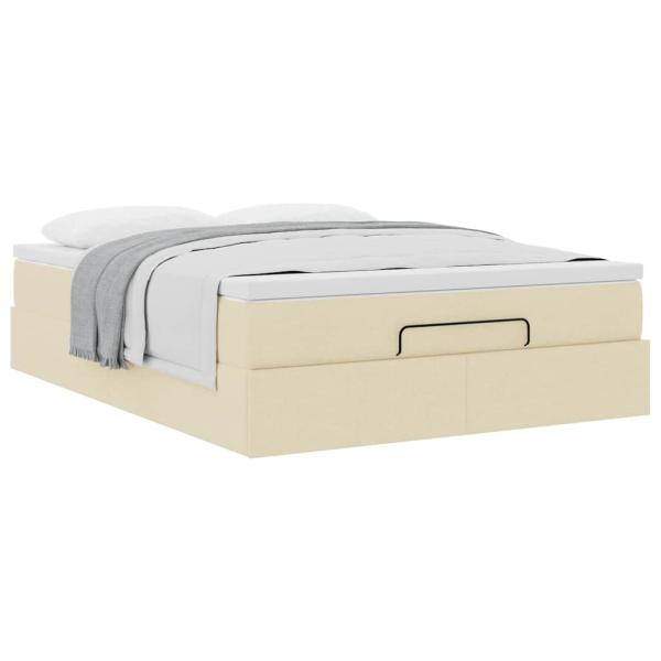 Ottoman-Bett mit Matratze Creme 140x200 cm Stoff