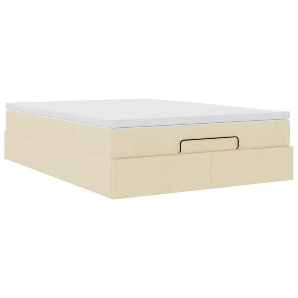 Ottoman-Bett mit Matratze Creme 140x200 cm Stoff