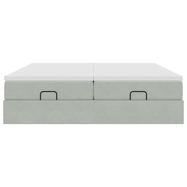 Ottoman-Bett mit Matratzen Hellgrau 160x200 cm Samt
