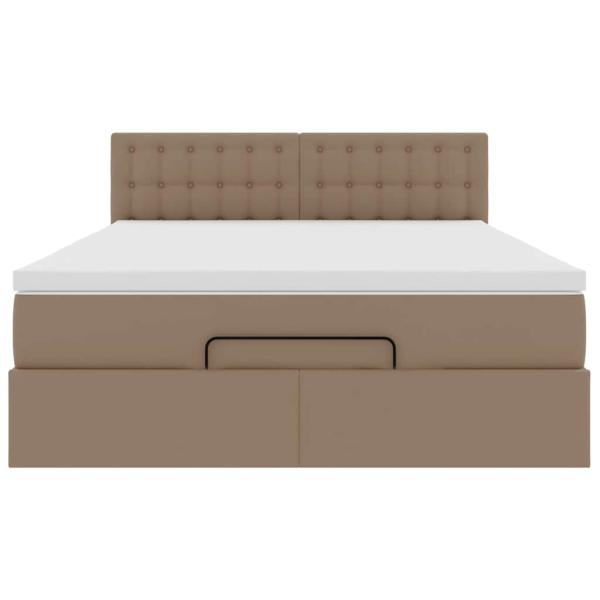 Ottoman-Bett mit Matratze Cappuccino-Braun 140x200cm Kunstleder