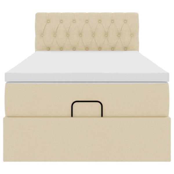 Ottoman-Bett mit Matratze Creme 100x200 cm Stoff