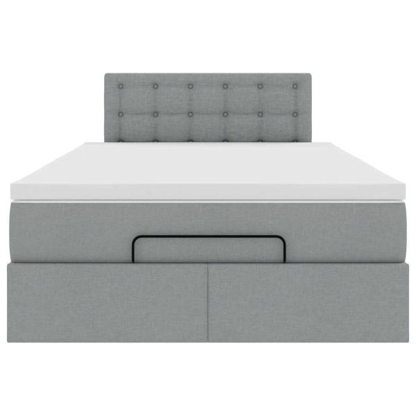 Ottoman-Bett mit Matratze Hellgrau 120x190 cm Stoff