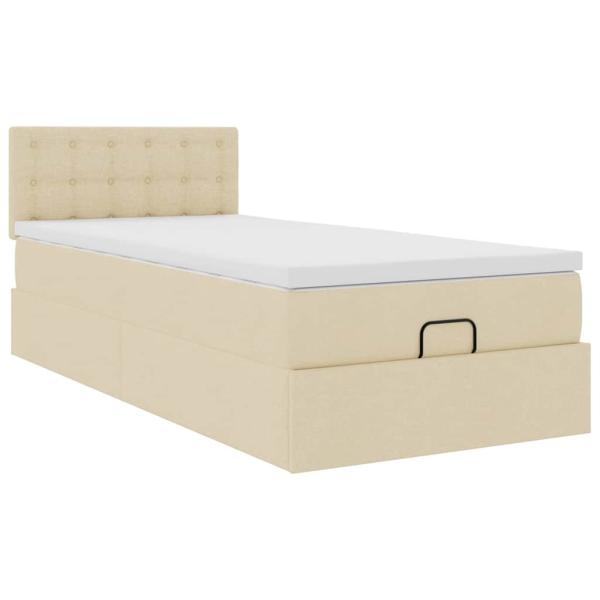 ARDEBO.de - Ottoman-Bett mit Matratze Creme 100x200 cm Stoff
