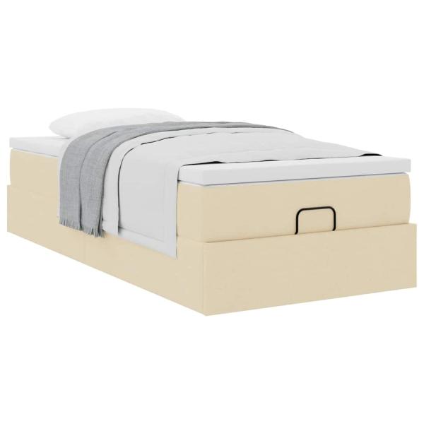 Ottoman-Bett mit Matratze Creme 80x200 cm Stoff