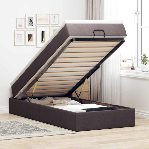 ARDEBO.de - Ottoman-Bett mit Matratze Dunkelbraun 90x200 cm Stoff