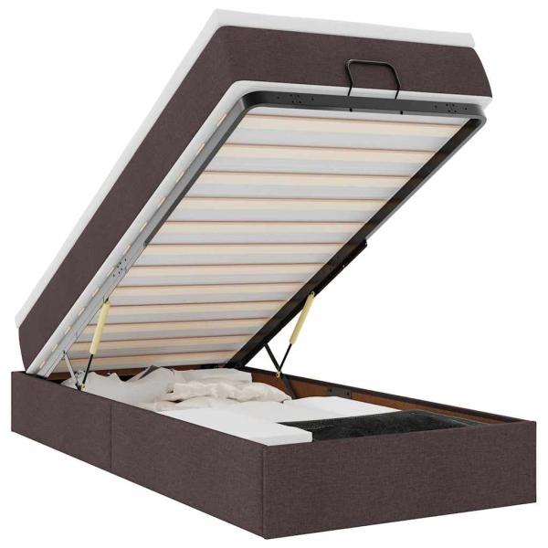 Ottoman-Bett mit Matratze Dunkelbraun 90x190 cm Stoff