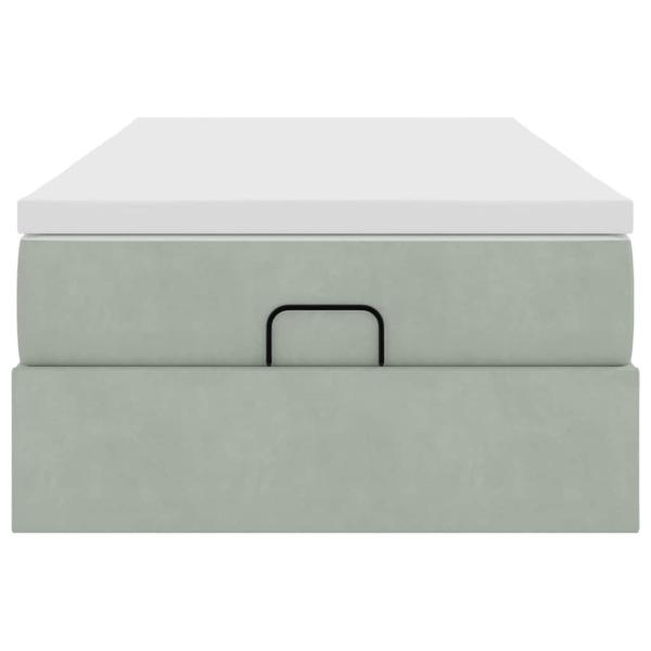 Ottoman-Bett mit Matratze Hellgrau 90x200 cm Samt