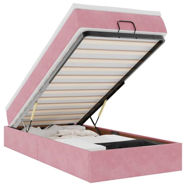 Ottoman-Bett mit Matratze Rosa 80x200 cm Samt