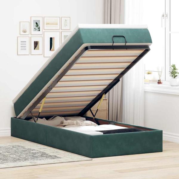 ARDEBO.de - Ottoman-Bett mit Matratze Dunkelgrün 80x200 cm Samt