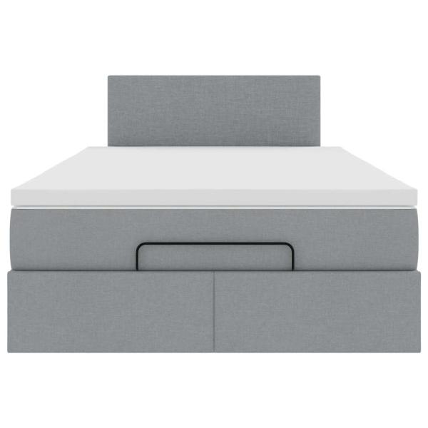 Ottoman-Bett mit Matratze Hellgrau 120x200 cm Stoff