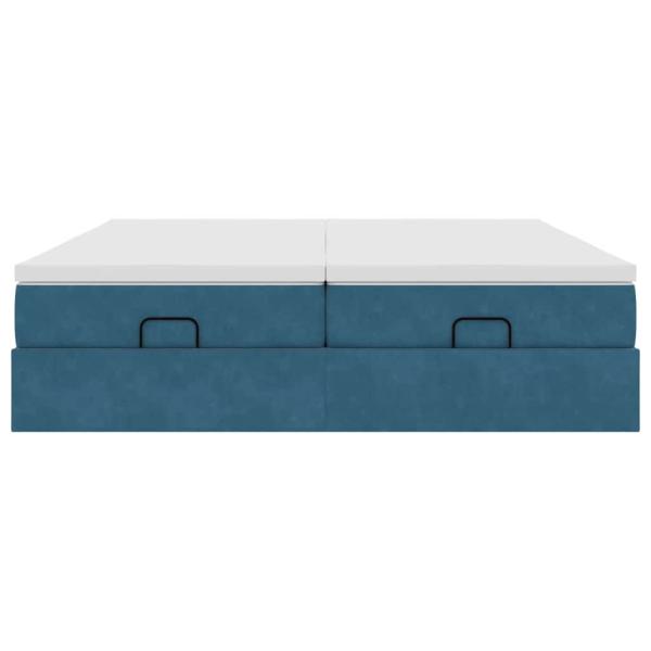 Ottoman-Bett mit Matratzen Dunkelblau 200x200 cm Samt