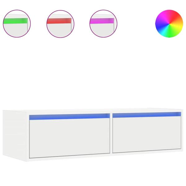 TV-Schrank mit LED-Leuchten Weiß 100x35,5x25 cm
