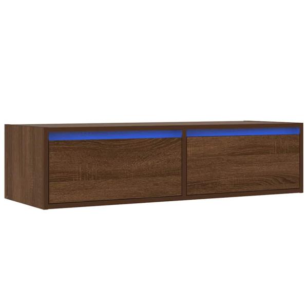 TV-Schrank mit LED-Leuchten Braun Eichen-Optik 100x35,5x25 cm