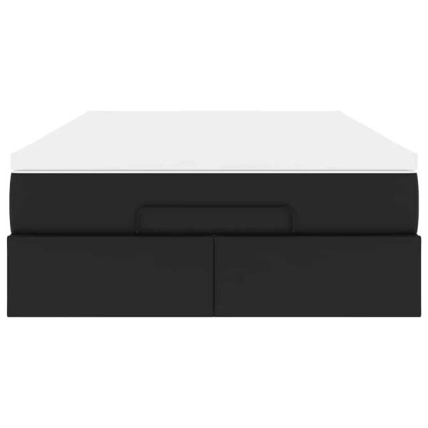 Ottoman-Bett mit Matratze Schwarz 180x200 cm Kunstleder