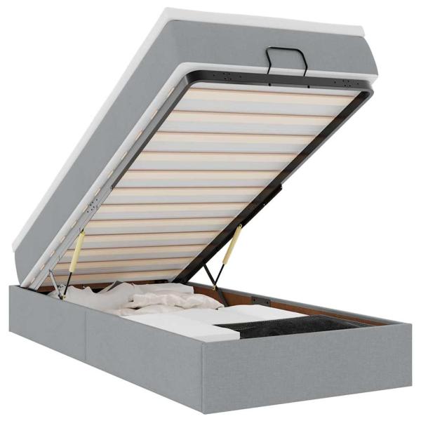 Ottoman-Bett mit Matratze Hellgrau 80x200 cm Stoff