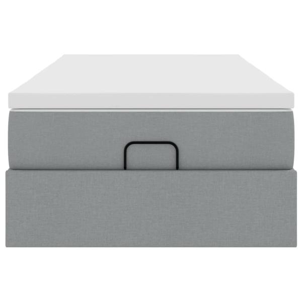 Ottoman-Bett mit Matratze Hellgrau 80x200 cm Stoff