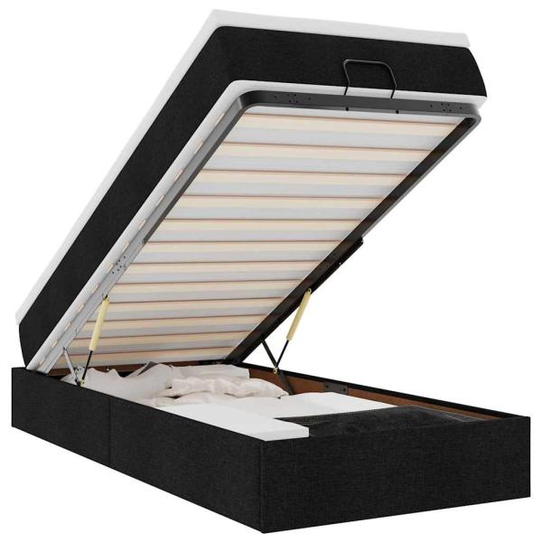 Ottoman-Bett mit Matratze Schwarz 80x200 cm Stoff